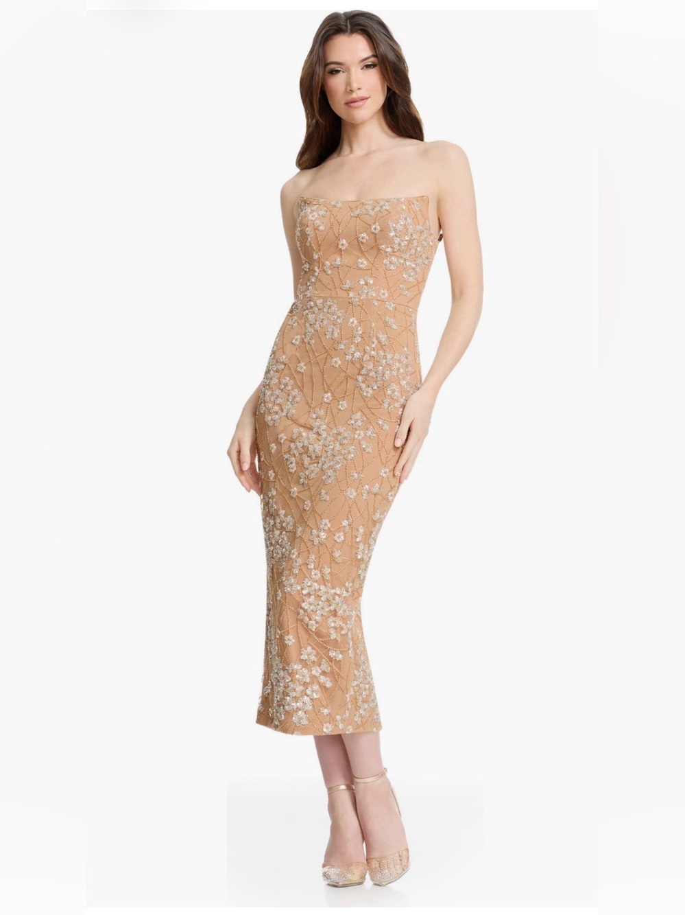 Dress the Population Cosette Beaded Floral Cocktail Sheath Dress -NWT Nordstrom